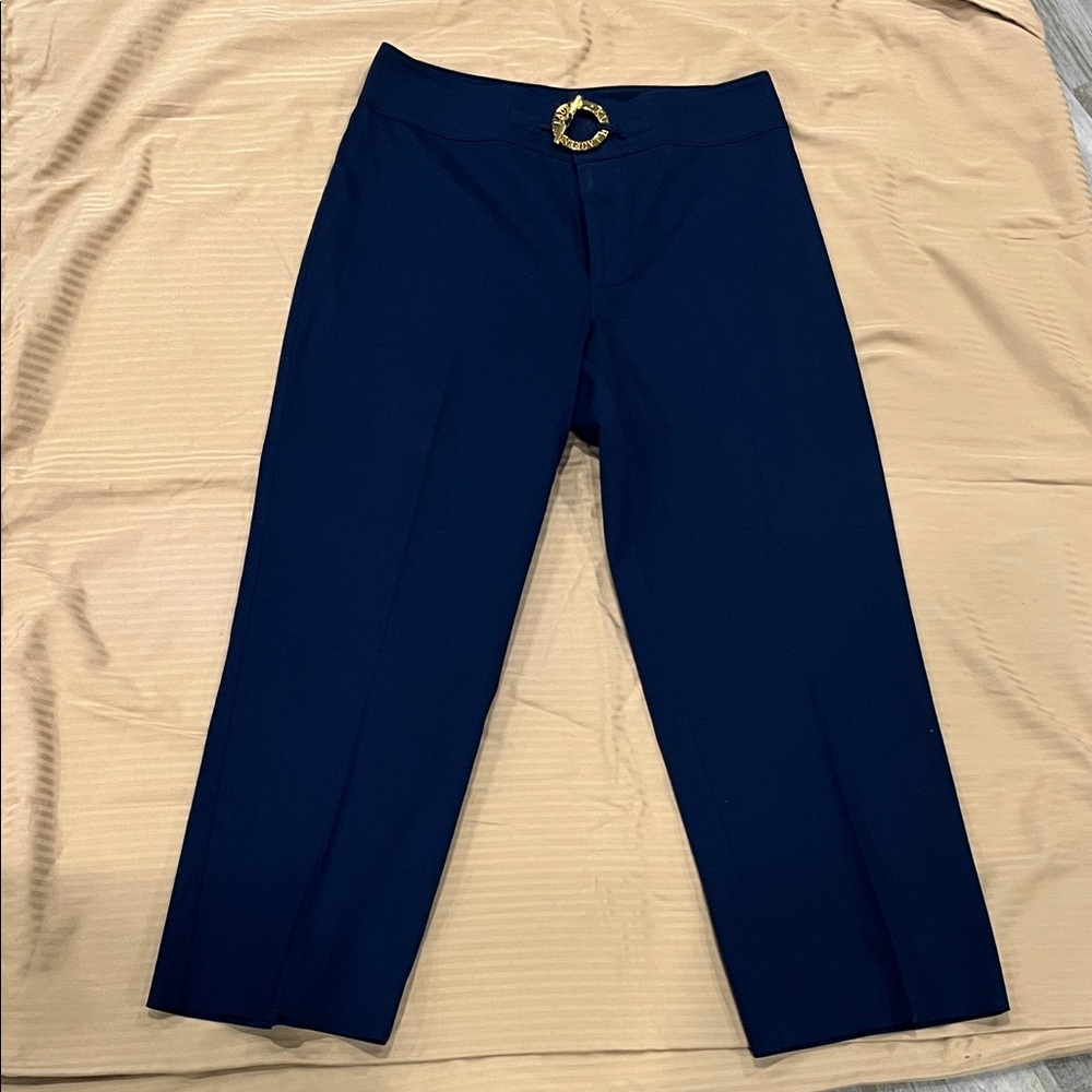 Ralph Lauren pants Dark Blue‎ Dress women’s size 12 gold accent waist - Picture 3 of 12